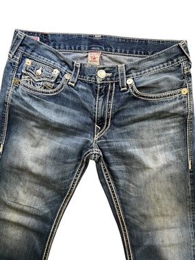 True Religion Y2K World Tour Big Billy QT 40 x 32 Blue Denim 5-pocket Biker